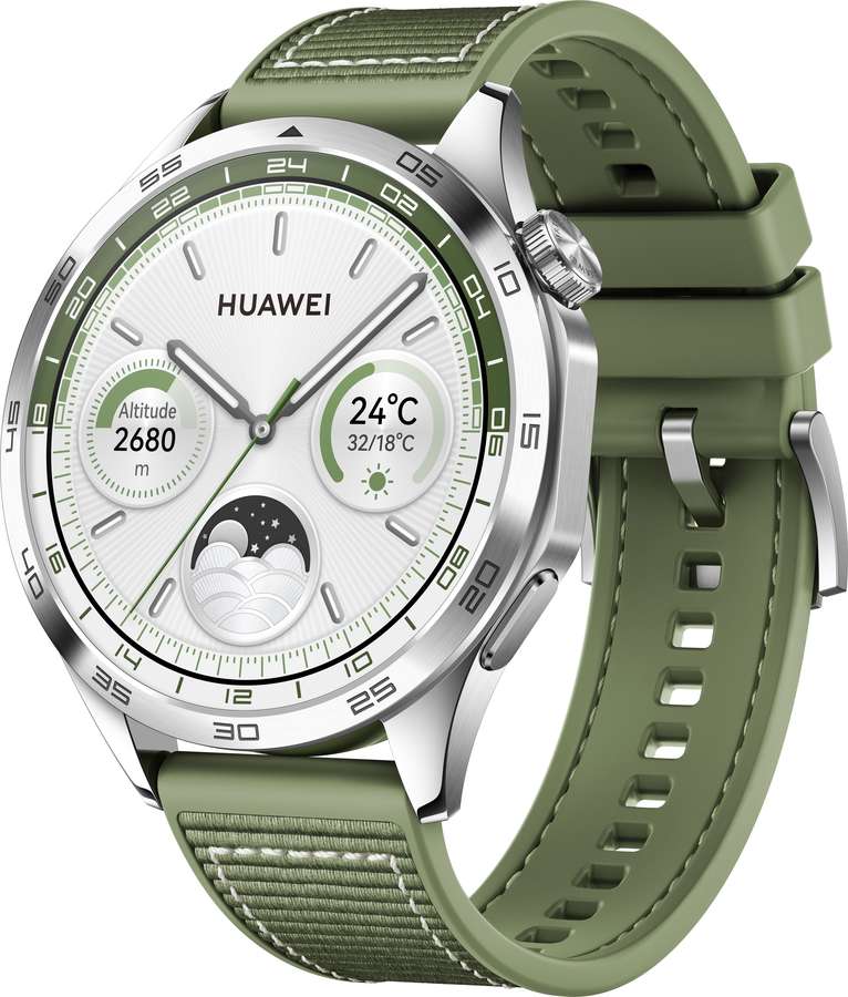 55020BGV HUAWEI WATCH GT4 46 mm Silver/Green strap